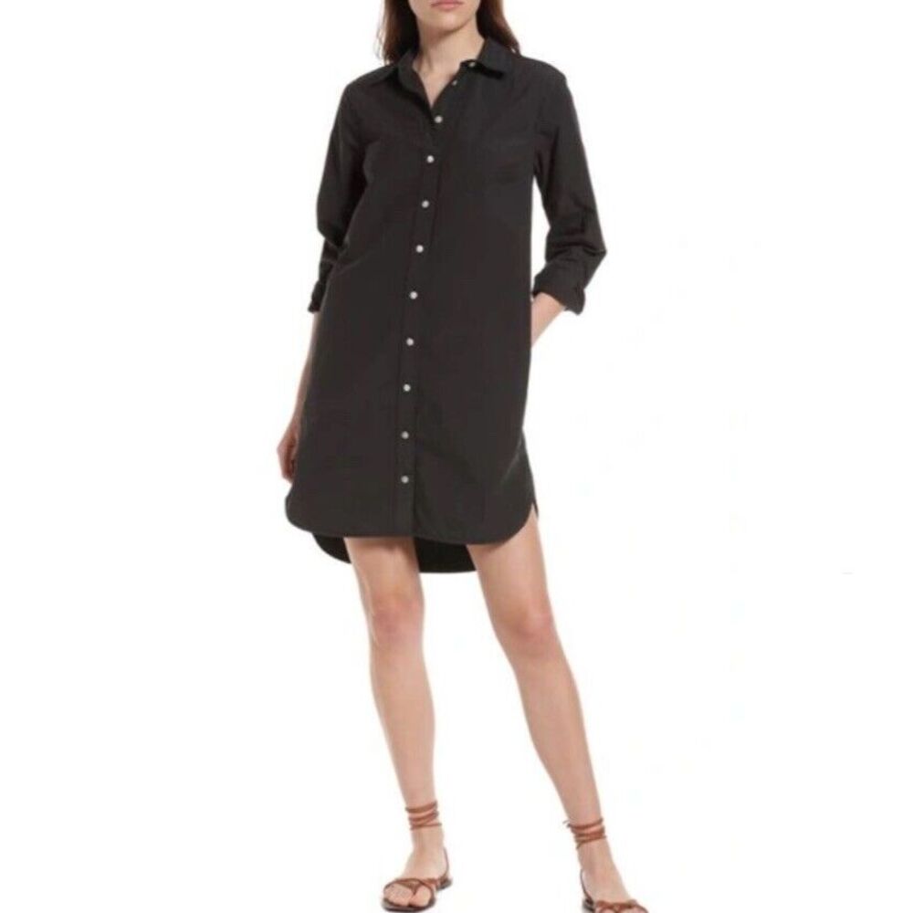 Faherty Black High-Low Shirt Dress